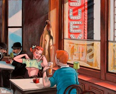 art oil painting reproduction of  Tintin Hopper Chop Suey Par Xavier Marabout museum quality handmade
