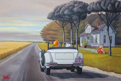 art oil painting reproduction of  Tintin Hopper Country Girl Par Xavier Marabout museum quality handmade