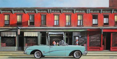 art oil painting reproduction of  Tintin Hopper Early Sunday Morning Par Xavier Marabout museum quality handmade