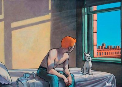 art oil painting reproduction of  Tintin Hopper Excursion En Philosophie Par Xavier Marabout museum quality handmade