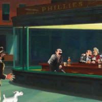 Tintin Hopper Nighthawks Oiseaux De Nuit - Le Capitaine Haddock Et Les Duponts Par Xavier Marabout