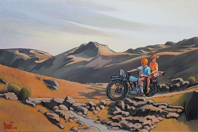 Tintin Hopper On The Motorcycle Par Xavier Marabout museum quality