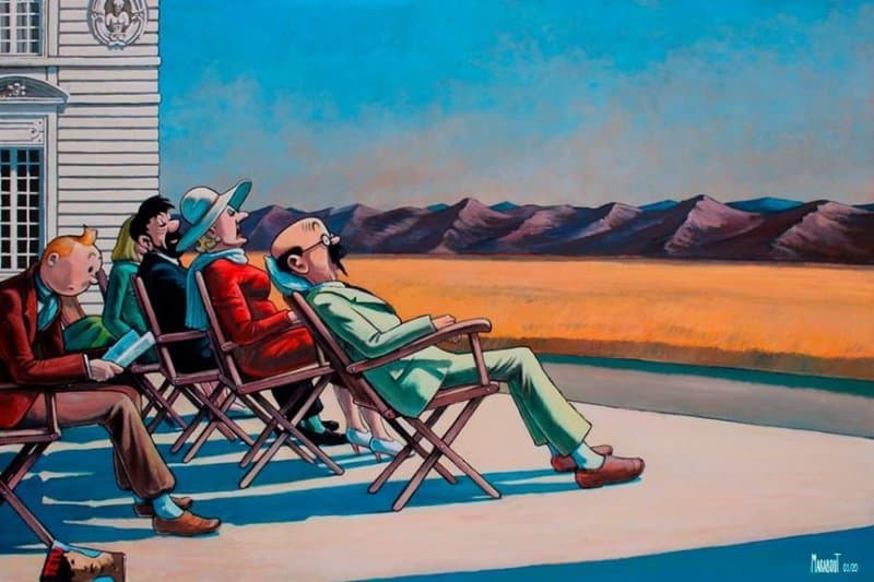 Tintin Hopper People In The Sun Par Xavier Marabout museum quality
