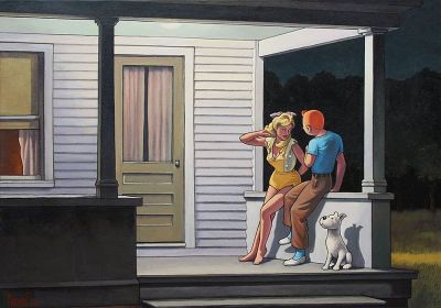 art oil painting reproduction of  Tintin Hopper Summer Evening Par Xavier Marabout museum quality handmade