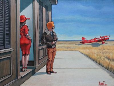 art oil painting reproduction of  Tintin Hopper Voltige Rouge Par Xavier Marabout museum quality handmade