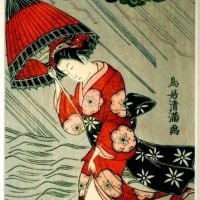 Torii Kiyomitsu I Woman With An Umbrella In A Storm