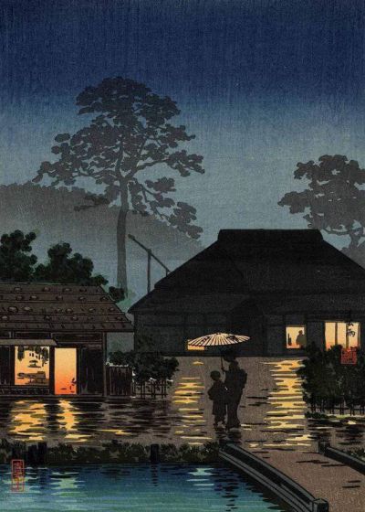 art oil painting reproduction of  Tsuchiya Koitsu Aka Long Spell Of Rain museum quality handmade
