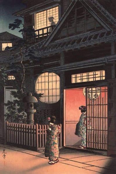 art oil painting reproduction of  Tsuchiya Koitsu Teahouse At Night museum quality handmade
