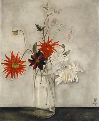 art oil painting reproduction of  Tsuguharu Foujita Les Dahlias 1921 museum quality handmade