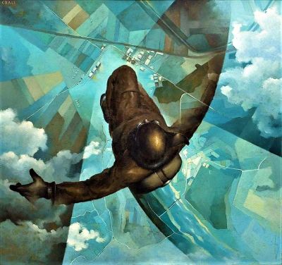 art oil painting reproduction of  Tullio Crali Before The Parachute Opens - 1939 museum quality handmade
