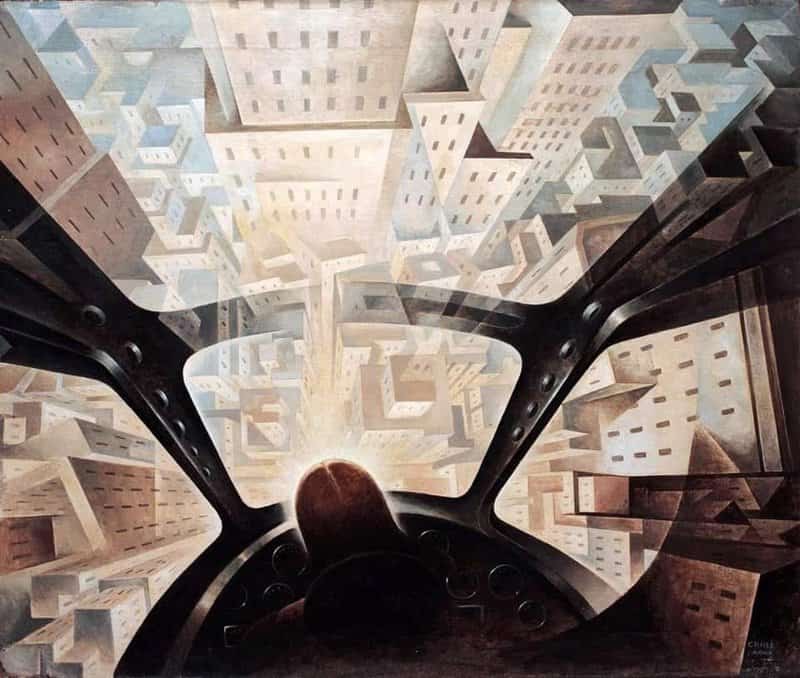 Tullio Crali Incuneandosi Nell Abitato - Plunging Into The City - 1938 museum quality