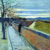 Ulvi Liegi Puesta De Sol En El Rio Mugnone - 1884