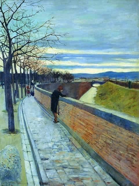 Ulvi Liegi Puesta De Sol En El Rio Mugnone - 1884 museum quality