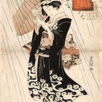 Utagawa Toyokuni Maiko Komachi - In A Rainstorm
