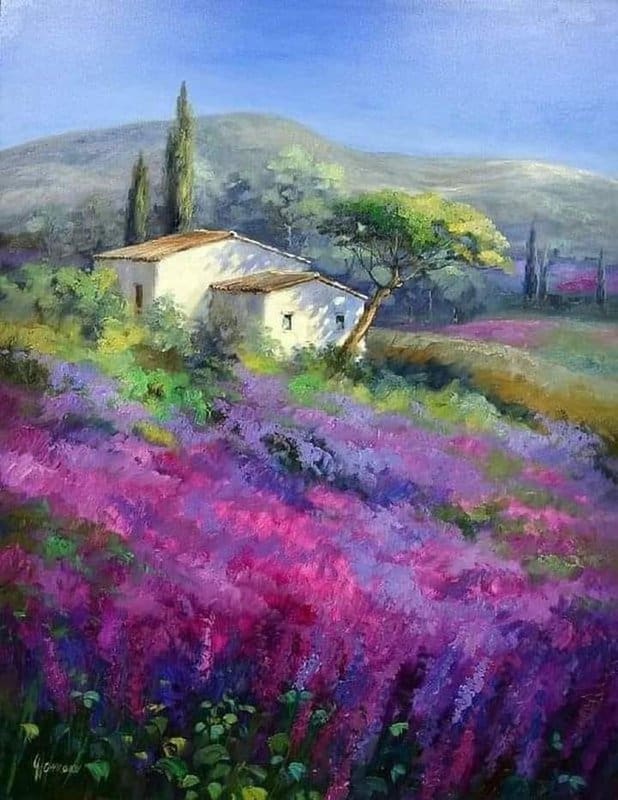 Ute Herrmann Lilac Field In The South Of France museum quality