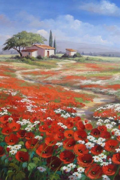 art oil painting reproduction of  Ute Herrmann Popyseed Field museum quality handmade