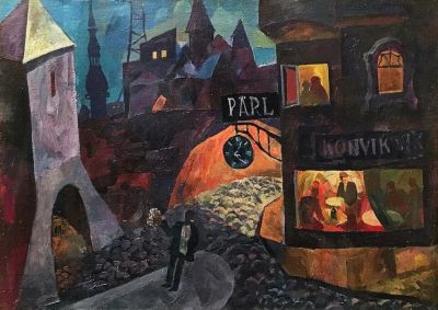art oil painting reproduction of  Valery Vladimirovich Vatenin Old Tallinn 1965 museum quality handmade