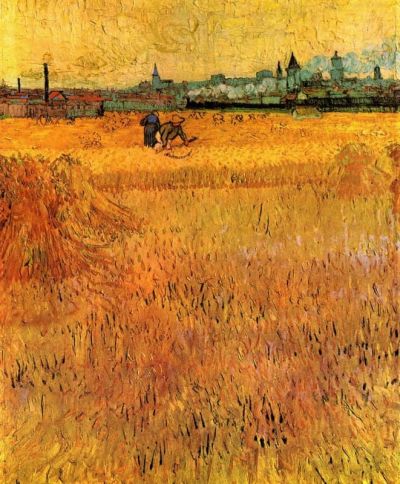 art oil painting reproduction of  Van Gogh Arles View From The Wheat Fields museum quality handmade