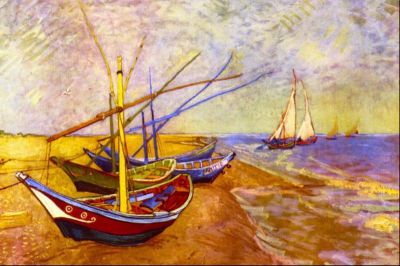art oil painting reproduction of  Van Gogh Boats Of Saintes-maries museum quality handmade
