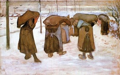 art oil painting reproduction of  Van Gogh Coal Bearing Women museum quality handmade