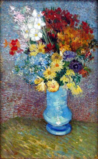 art oil painting reproduction of  Van Gogh Flowers In A Blue Vase museum quality handmade