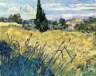 art oil painting reproduction of  Van Gogh Green Wheat Field With Cypress museum quality handmade