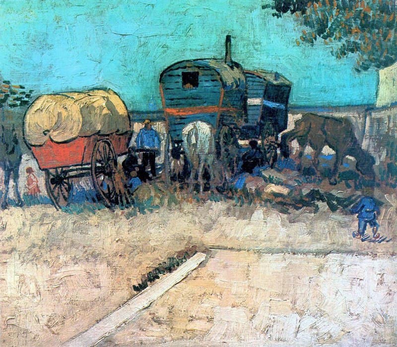 Van Gogh Gypsy Camp With Horse Carriage museum quality