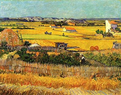 art oil painting reproduction of  Van Gogh Harvest At La Crau With Montmajour In The Background museum quality handmade