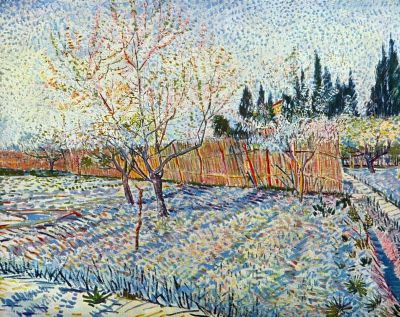 art oil painting reproduction of  Van Gogh Orchard With Cypress museum quality handmade