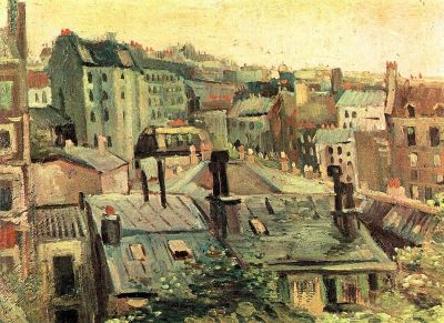 art oil painting reproduction of  Van Gogh Overlooking The Rooftops Of Paris museum quality handmade
