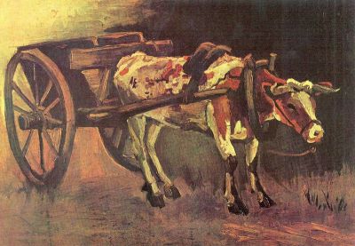 art oil painting reproduction of  Van Gogh Ox Carts With Brown Ox museum quality handmade