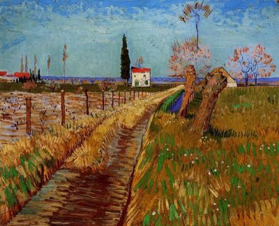 art oil painting reproduction of  Van Gogh Path Through A Field With Willows museum quality handmade