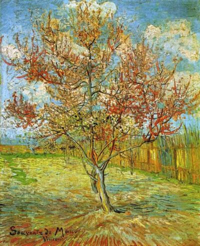 art oil painting reproduction of  Van Gogh Pink Peach Tree In Blossom Reminiscence Of Mauve museum quality handmade