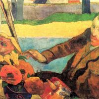 Van Gogh Portrait Of Vincent Van Gogh Painting Sunflowers