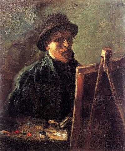 art oil painting reproduction of  Van Gogh Self-portrait With Dark Felt Hat At The Easel museum quality handmade