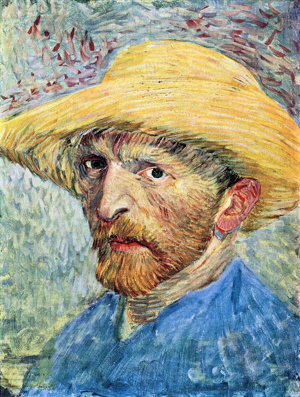 Van Gogh Self-portrait With Straw Hat And Blue Shirt museum quality