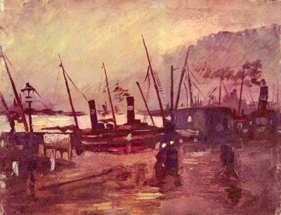 art oil painting reproduction of  Van Gogh Ships In Antwerp museum quality handmade