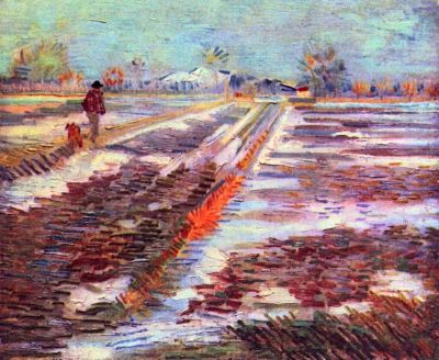 art oil painting reproduction of  Van Gogh Snowy Fields In Arles museum quality handmade