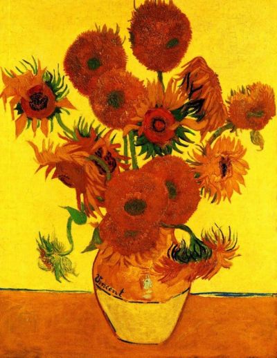 art oil painting reproduction of  Van Gogh Still Life Vase With Fifteen Sunflowers3 museum quality handmade