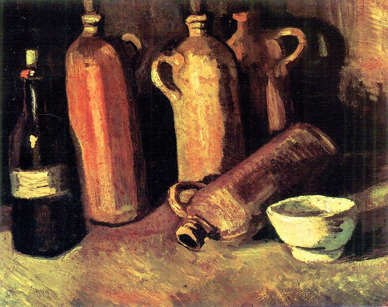Van Gogh Still Life With Four Jugs Bottle And A White Bowl museum quality