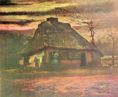 art oil painting reproduction of  Van Gogh Straw Hut At Dusk museum quality handmade