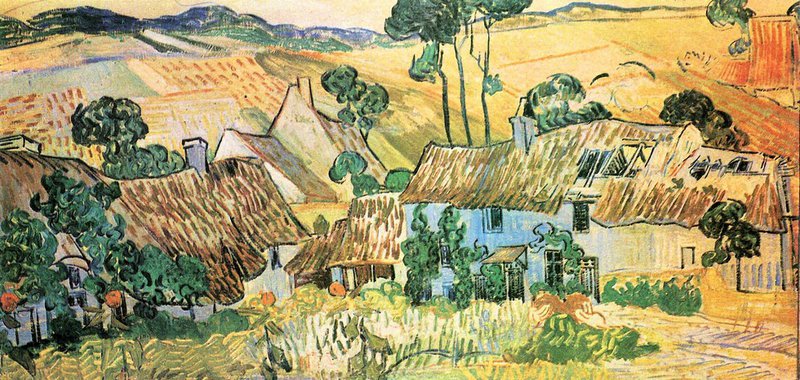 Van Gogh Thatched Houses In Front Of A Hill museum quality