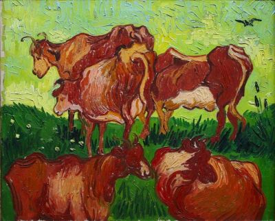 art oil painting reproduction of  Van Gogh The Cows museum quality handmade