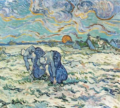 art oil painting reproduction of  Van Gogh Two Digging A Grave In The Snow museum quality handmade