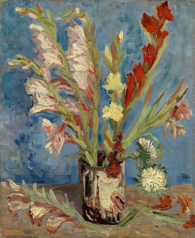 art oil painting reproduction of  Van Gogh Vase With Gladioli And Chinese Asters August-september 1886 museum quality handmade