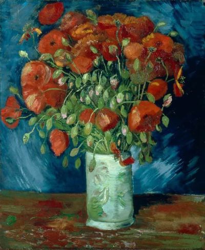art oil painting reproduction of  Van Gogh Vase With Red Poppies C. 1886 museum quality handmade