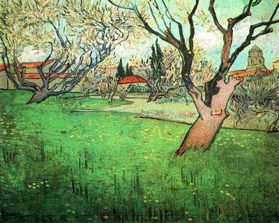 art oil painting reproduction of  Van Gogh View Of Arles With Flowering Tree museum quality handmade