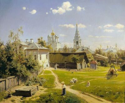 art oil painting reproduction of  Vasily Dmitriyevich Polenov Moscow Yard 1878 museum quality handmade