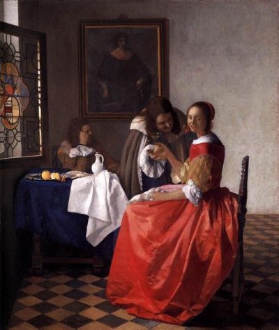 art oil painting reproduction of  Vermeer A Lady And Two Gentlemen museum quality handmade