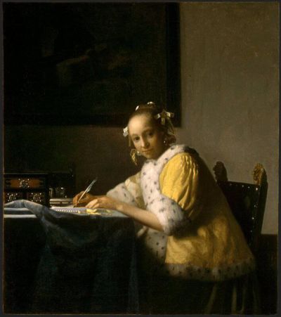 art oil painting reproduction of  Vermeer A Lady Writing museum quality handmade